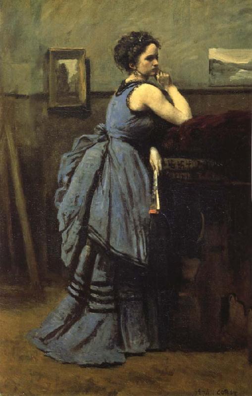 Corot Camille The lady of blue oil painting picture